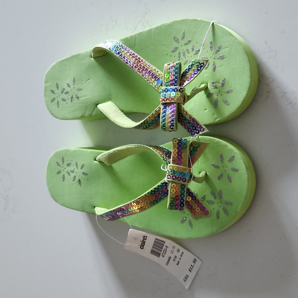 NWT Claire's  flip flops with sequins